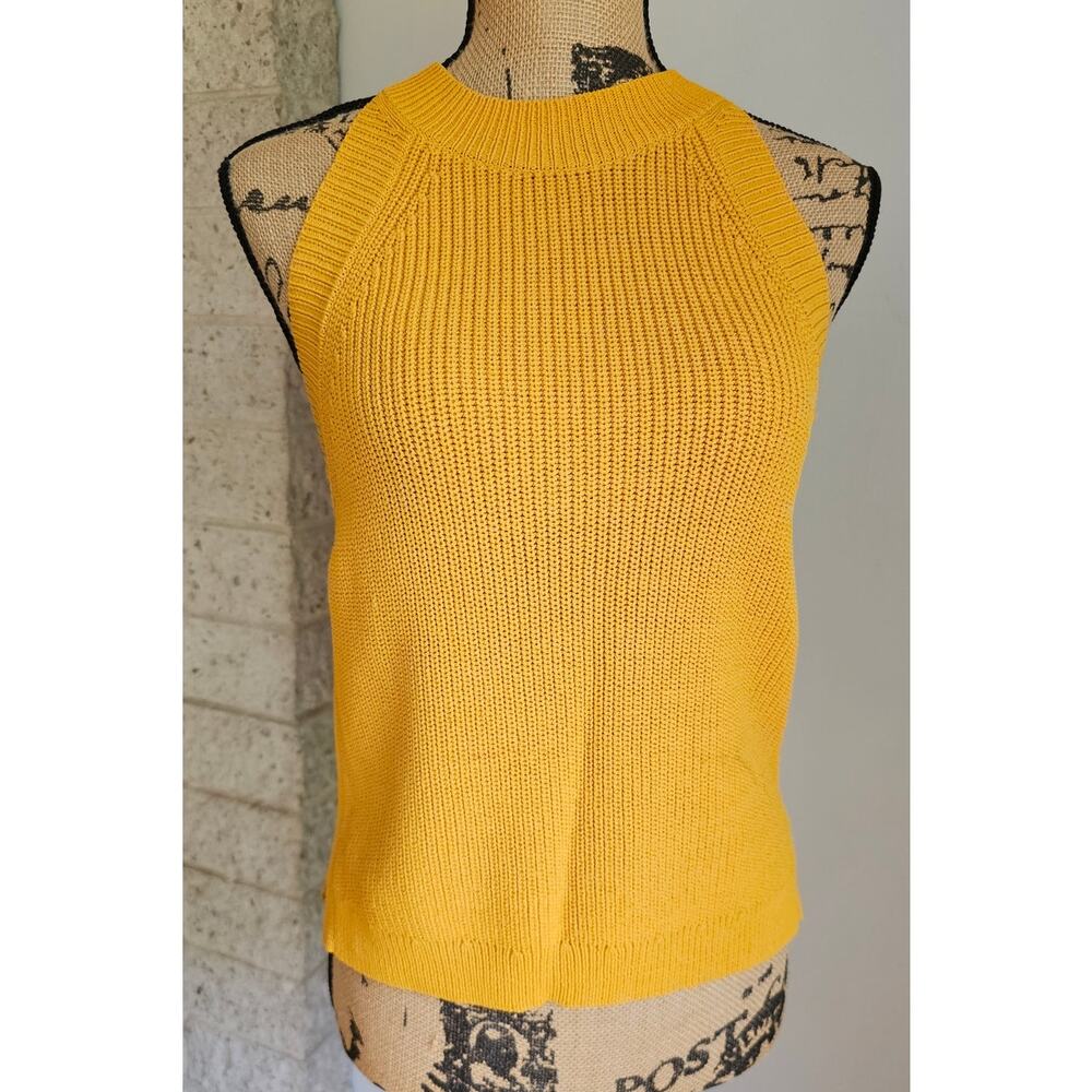 Alya Knit Sleeveless Halter Top 65% Viscose, Yellow, Sz M